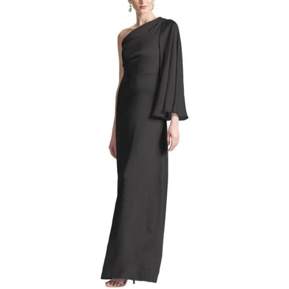 Sachin & Babi Keely Black One Shoulder Gown Dress size 6